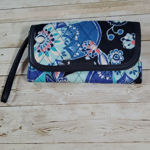 Vera Bradley Trimmed Wristlet Wallet Lotus Flower Swirl Quilted Cotton‎